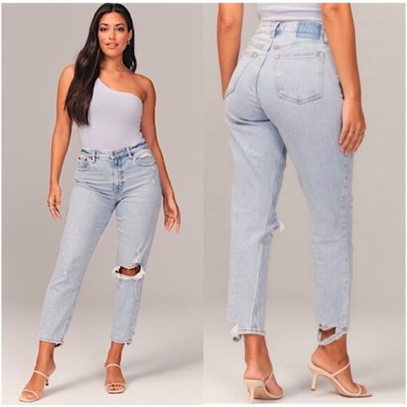 Abercrombie & Fitch The Mom High Rise SHORT Jean Sz 34 - Picture 1 of 11